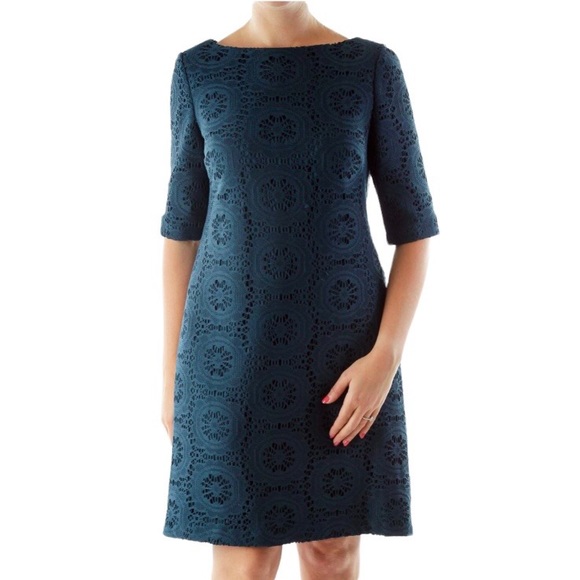 ADRIANNA PAPELL HOT PINK MEDALLION LACE CUTOUT SHIFT DRESS - Picture 4 of 16